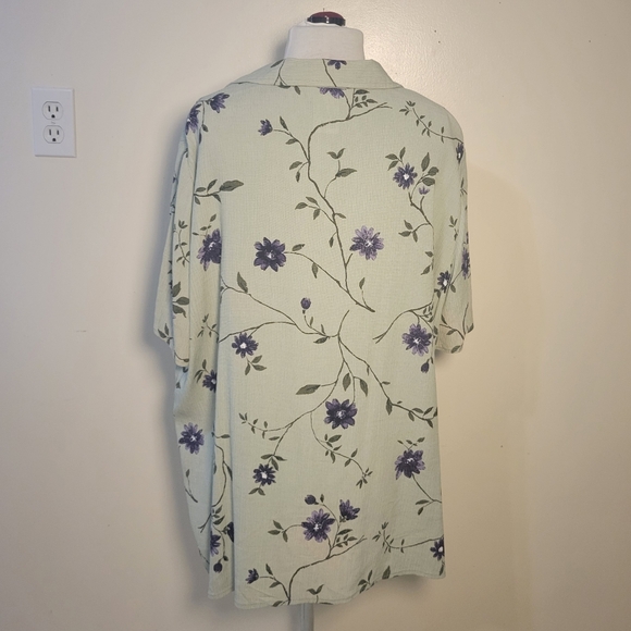 ColdWater Creek (Women's XL) Relaxed fit Floral Green Purple Button-down Shirt - Picture 5 of 7